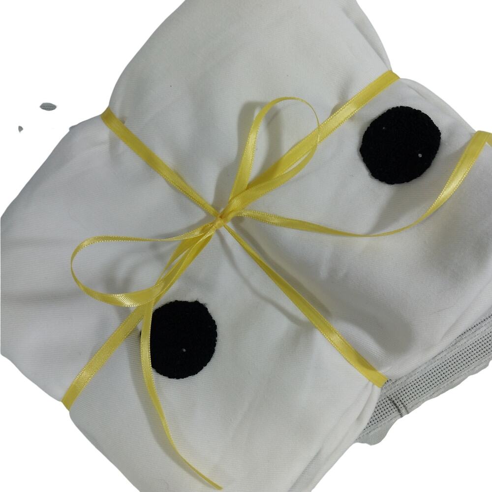 NWOT! PILLOWFORT! PURE WHITE & EMBROIDERED BLACK POLKA DOTS SHOWER CURTAIN!